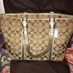 COACH Brown Canvas Tote with Sequins